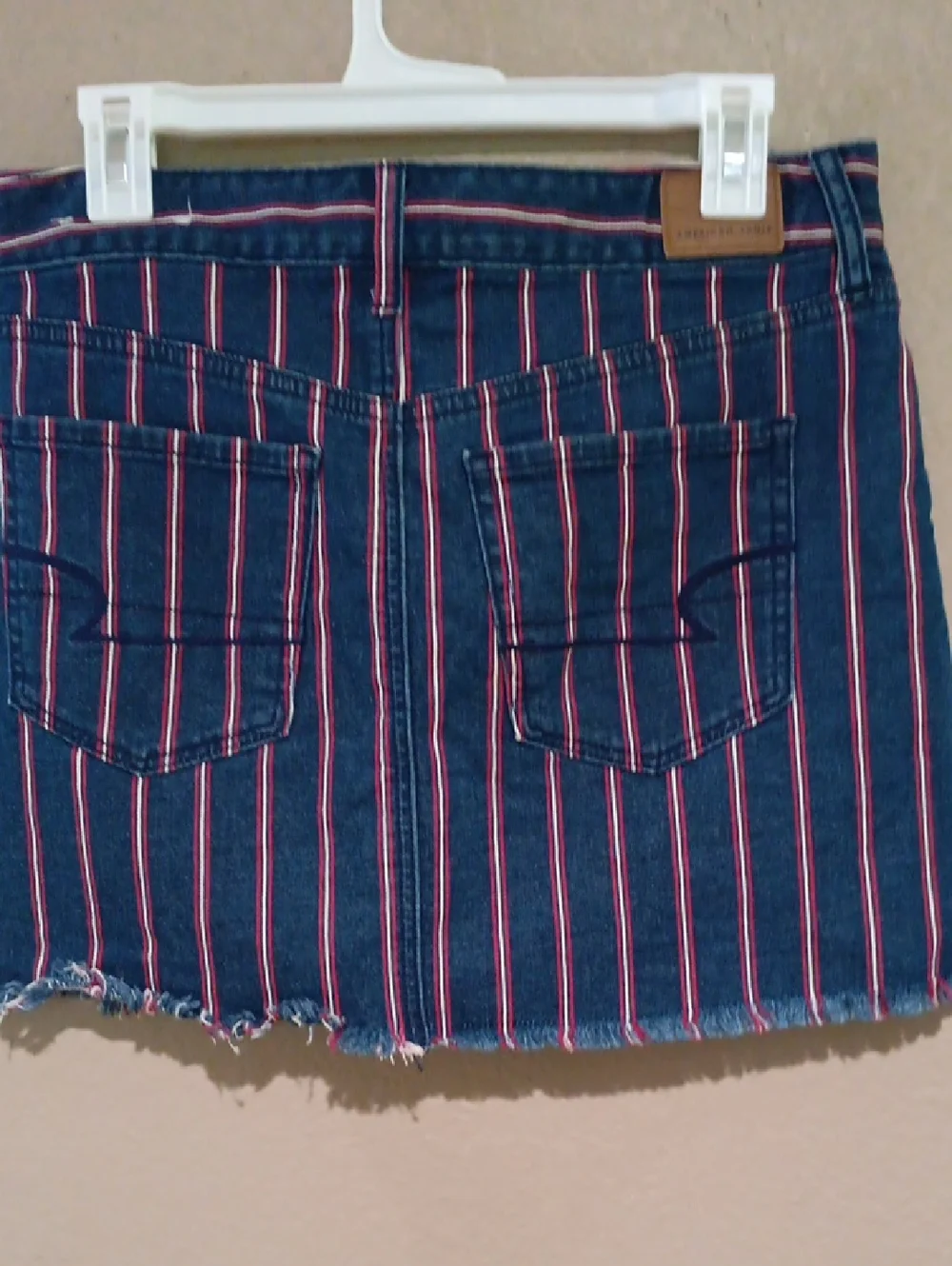 American Eagle Blue Denim Striped Skirt